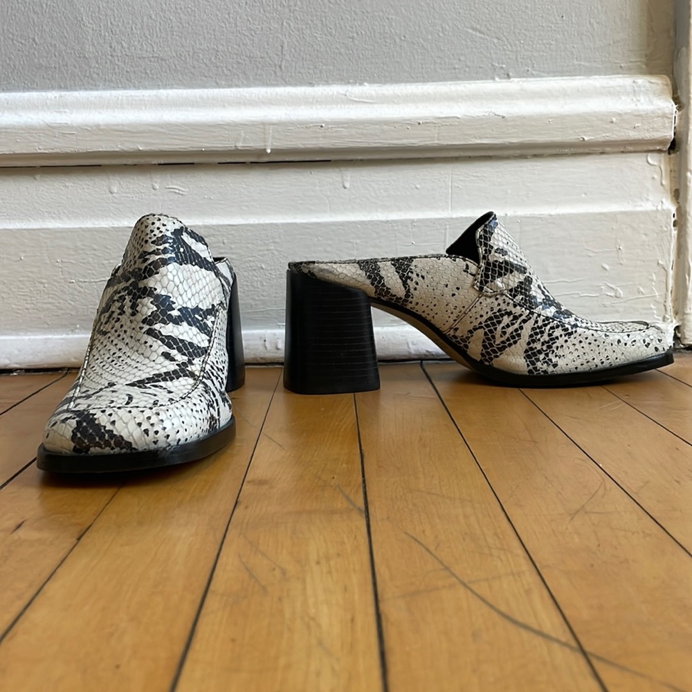 Mango Snakeskin Heeled Loafers